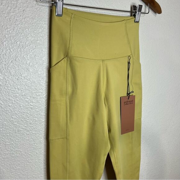 Girlfriend Collective High-Rise Thigh Pocket Compressive Leggings Yellow NEW XS - Picture 2 of 7